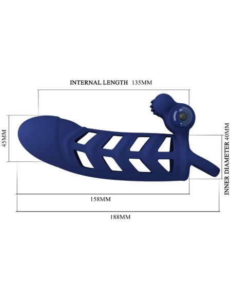 PRETTY LOVE - ALTAF ANILLO VIBRADOR CON FUNDA DE SILICONA AZUL