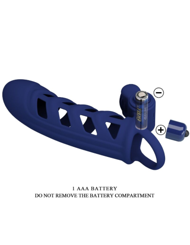 PRETTY LOVE - ALTAF ANILLO VIBRADOR CON FUNDA DE SILICONA AZUL