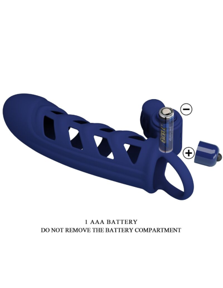 PRETTY LOVE - ALTAF ANILLO VIBRADOR CON FUNDA DE SILICONA AZUL