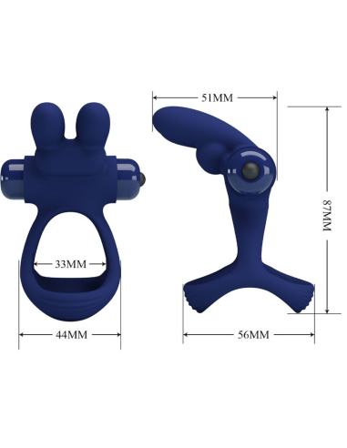 PRETTY LOVE - FRANCISCO DOBLE ANILLO VIBRADOR RABBIT AZUL