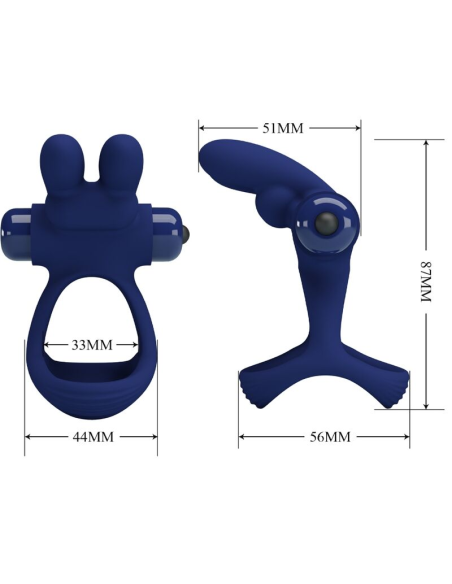 PRETTY LOVE - FRANCISCO DOBLE ANILLO VIBRADOR RABBIT AZUL