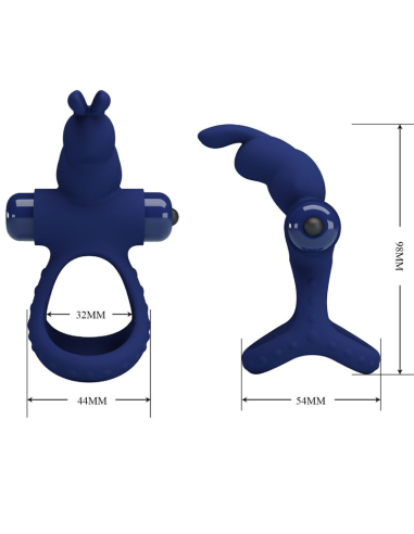 PRETTY LOVE - LUCHITO DOBLE ANILLO VIBRADOR RABBIT AZUL