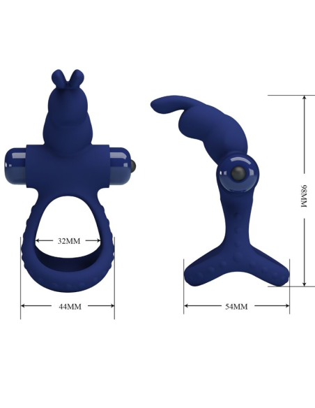 PRETTY LOVE - LUCHITO DOBLE ANILLO VIBRADOR RABBIT AZUL