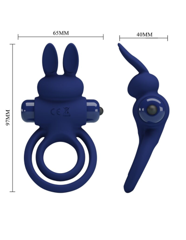 PRETTY LOVE - DAREY DOBLE ANILLO VIBRADOR RABBIT AZUL