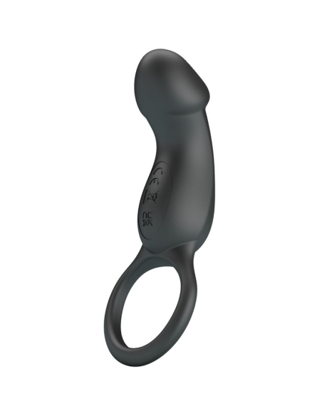 PRETTY LOVE - TRAE ANILLO VIBRADOR CON ESTIMULADOR NEGRO