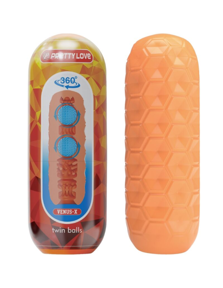 PRETTY LOVE - TWIN BALLS MASTURBADOR MASCULINO NARANJA