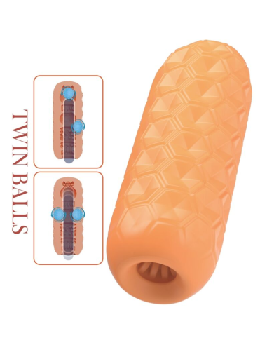 PRETTY LOVE - TWIN BALLS MASTURBADOR MASCULINO NARANJA