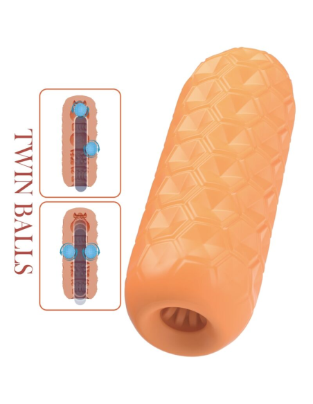 PRETTY LOVE - TWIN BALLS MASTURBADOR MASCULINO NARANJA