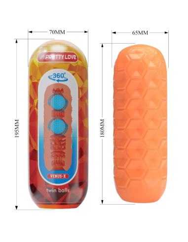 PRETTY LOVE - TWIN BALLS MASTURBADOR MASCULINO NARANJA