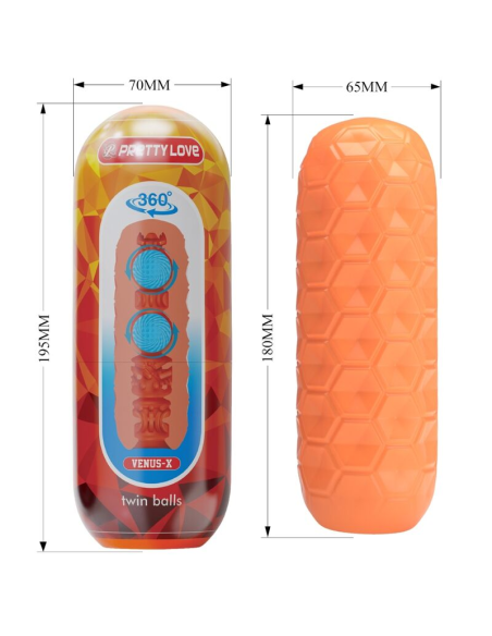 PRETTY LOVE - TWIN BALLS MASTURBADOR MASCULINO NARANJA