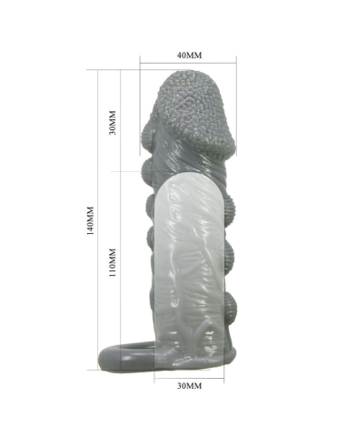 PRETTY LOVE - FUNDA REALÍSTICA ALARGADORA Y RETARDANTE PARA PENE GRIS