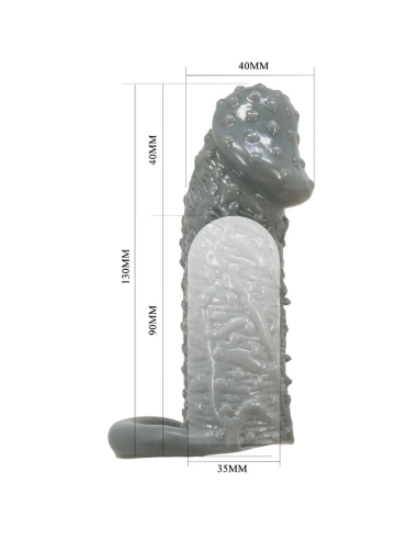 PRETTY LOVE - FUNDA REALÍSTICA ALARGADORA Y RETARDANTE PARA PENE MODELO 2 GRIS