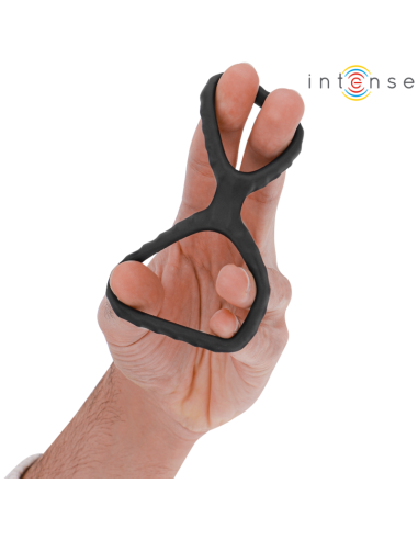 INTENSE - DEWEY ANILLO DOBLE PARA PENE SILICONA NEGRO MODELO 2