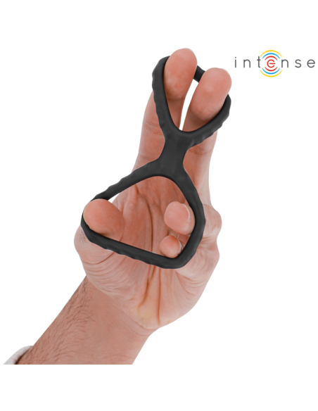 INTENSE - DEWEY ANILLO DOBLE PARA PENE SILICONA NEGRO MODELO 2