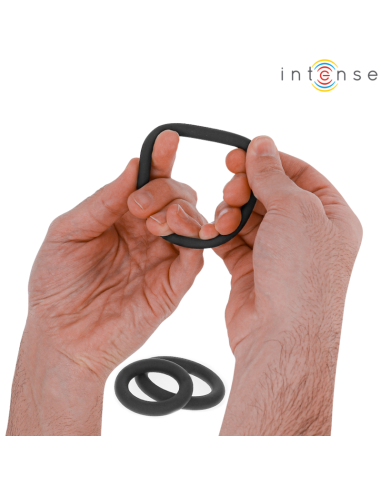 INTENSE - HUGH 3 ANILLOS BÁSICOS PARA PENE SILICONA NEGRO