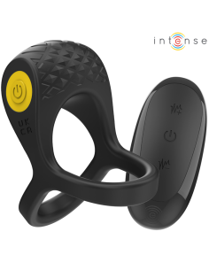 INTENSE - ALEX ANILLO DOBLE VIBRADOR PENE 10 VIBRACIONES NEGRO