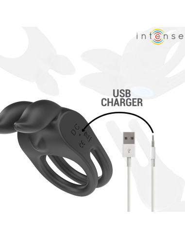 INTENSE - SAM ANILLO DOBLE VIBRADOR PENE 10 VIBRACIONES NEGRO