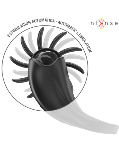 INTENSE - MABEL ANILLO VIBRADOR 10 VIBRACIONES CON ESTIMULADOR DE CLÍTORIS NEGRO