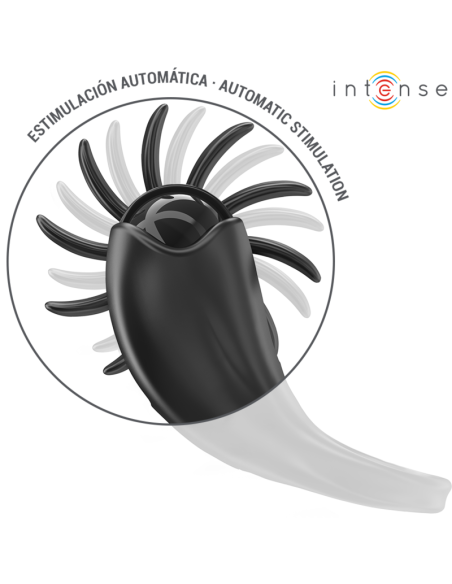 INTENSE - MABEL ANILLO VIBRADOR 10 VIBRACIONES CON ESTIMULADOR DE CLÍTORIS NEGRO