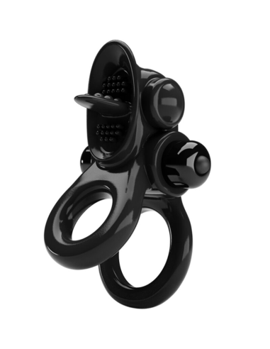 PRETTY LOVE - PASSIONATE RING DOBLE ANILLO VIBRADOR ESTIMULADOR CLÍTORIS NEGRO
