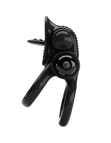 PRETTY LOVE - PASSIONATE RING DOBLE ANILLO VIBRADOR ESTIMULADOR CLÍTORIS NEGRO