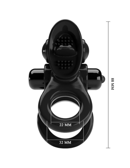 PRETTY LOVE - PASSIONATE RING DOBLE ANILLO VIBRADOR ESTIMULADOR CLÍTORIS NEGRO