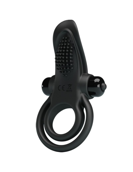 PRETTY LOVE - DOBLE ANILLO VIBRADOR ESTIMULADOR CLÍTORIS 10 VIBRACIONES NEGRO
