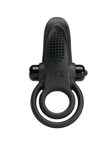 PRETTY LOVE - DOBLE ANILLO VIBRADOR ESTIMULADOR CLÍTORIS 10 VIBRACIONES NEGRO