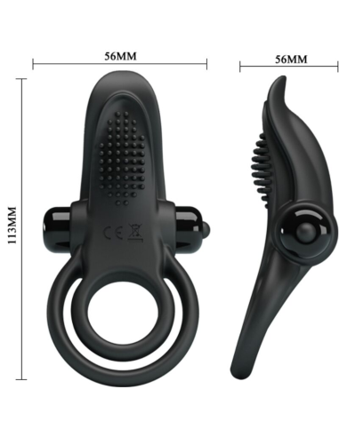 PRETTY LOVE - DOBLE ANILLO VIBRADOR ESTIMULADOR CLÍTORIS 10 VIBRACIONES NEGRO