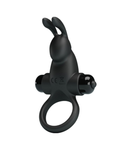 PRETTY LOVE - ANILLO VIBRADOR ESTIMULADOR RABBIT CLÍTORIS 10 VIBRACIONES NEGRO
