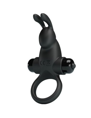 PRETTY LOVE - ANILLO VIBRADOR ESTIMULADOR RABBIT CLÍTORIS 10 VIBRACIONES NEGRO