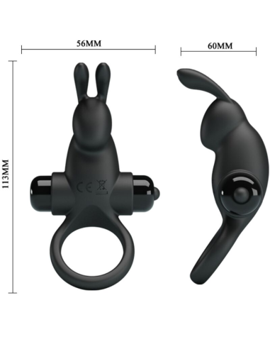 PRETTY LOVE - ANILLO VIBRADOR ESTIMULADOR RABBIT CLÍTORIS 10 VIBRACIONES NEGRO