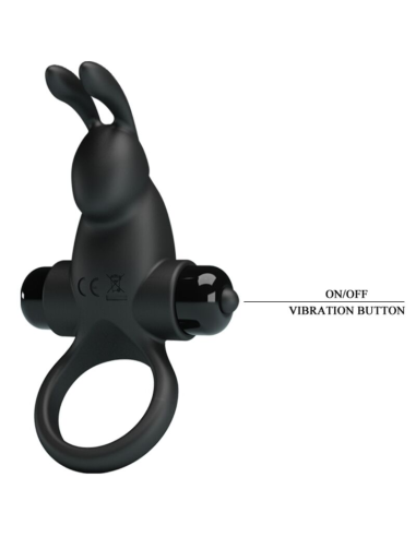 PRETTY LOVE - ANILLO VIBRADOR ESTIMULADOR RABBIT CLÍTORIS 10 VIBRACIONES NEGRO