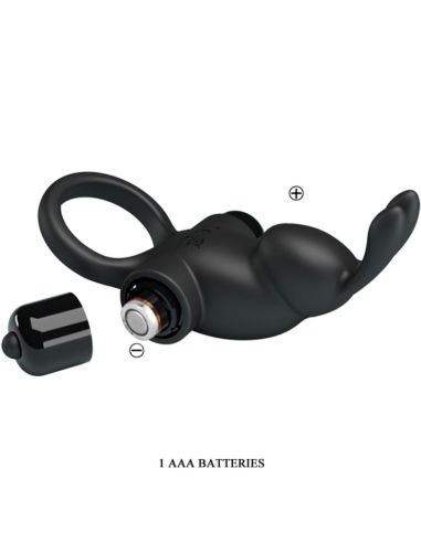 PRETTY LOVE - ANILLO VIBRADOR ESTIMULADOR RABBIT CLÍTORIS 10 VIBRACIONES NEGRO