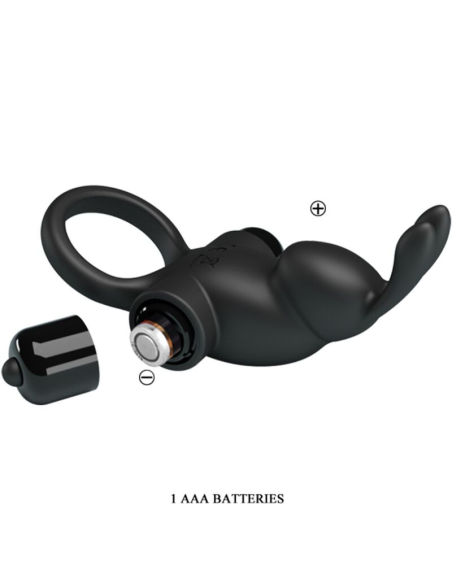 PRETTY LOVE - ANILLO VIBRADOR ESTIMULADOR RABBIT CLÍTORIS 10 VIBRACIONES NEGRO