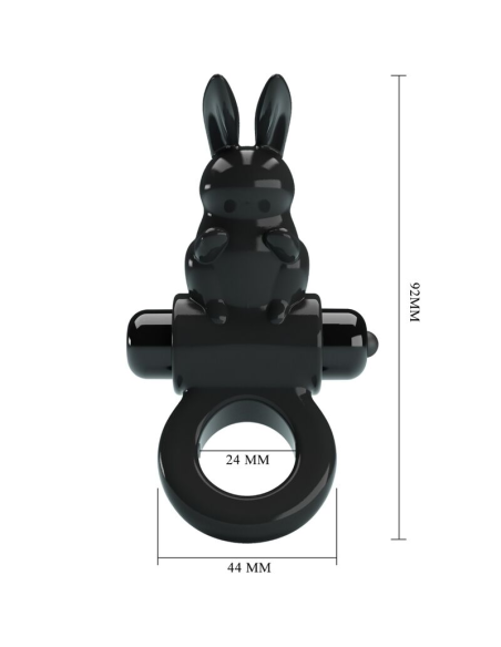 PRETTY LOVE - EXCITING RING ANILLO VIBRADOR RABBIT 10 VIBRACIONES NEGRO