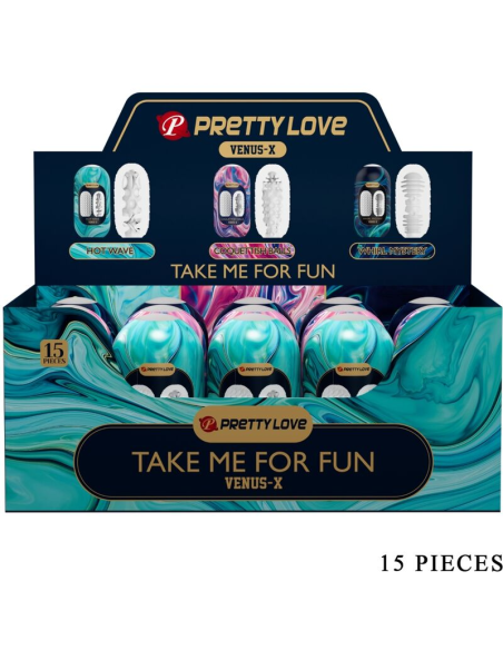 PRETTY LOVE - VENUS X 15 MASTURBADORES MASCULINOS SILICONA BLANCO