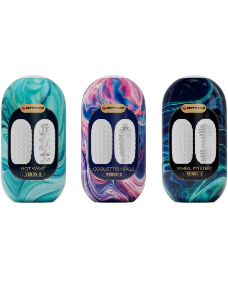 PRETTY LOVE - VENUS X 15 MASTURBADORES MASCULINOS SILICONA BLANCO