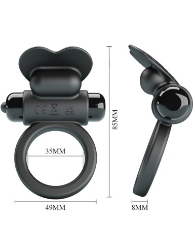 PRETTY LOVE - DEBONAIRE ANILLO VIBRADOR CONEJO 10 VIBRACIONES NEGRO