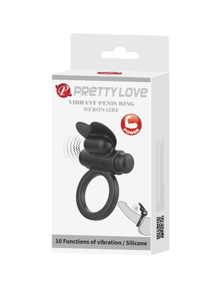 PRETTY LOVE - DEBONAIRE ANILLO VIBRADOR CONEJO 10 VIBRACIONES NEGRO