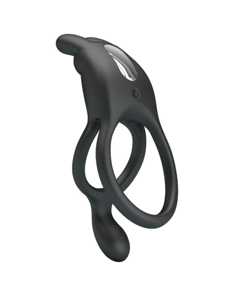PRETTY LOVE - SETH DOBLE ANILLO VIBRADOR RABBIT 7 VIBRACIONES NEGRO