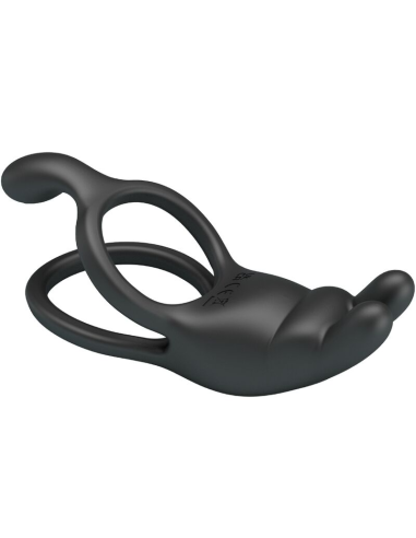 PRETTY LOVE - SETH DOBLE ANILLO VIBRADOR RABBIT 7 VIBRACIONES NEGRO