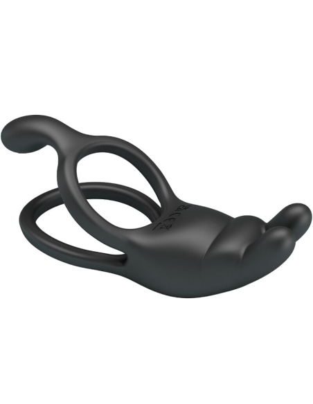 PRETTY LOVE - SETH DOBLE ANILLO VIBRADOR RABBIT 7 VIBRACIONES NEGRO