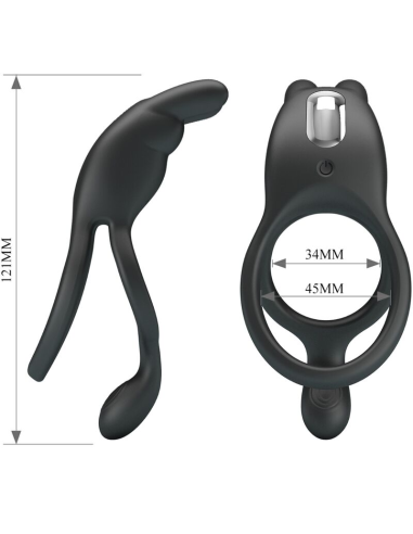 PRETTY LOVE - SETH DOBLE ANILLO VIBRADOR RABBIT 7 VIBRACIONES NEGRO