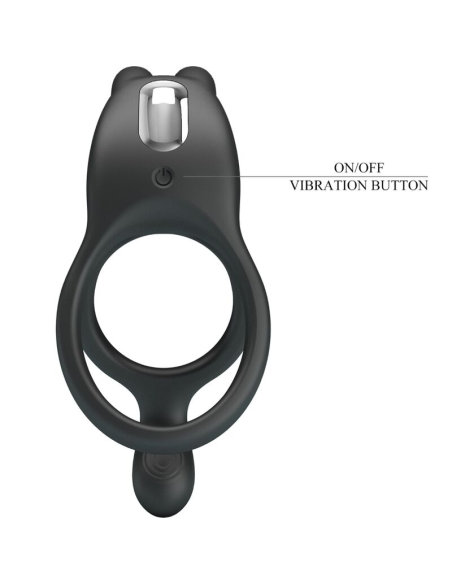PRETTY LOVE - SETH DOBLE ANILLO VIBRADOR RABBIT 7 VIBRACIONES NEGRO