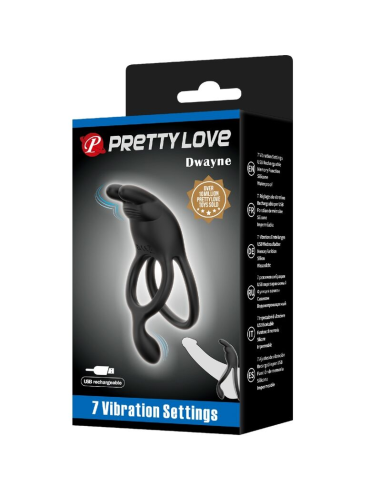 PRETTY LOVE - SETH DOBLE ANILLO VIBRADOR RABBIT 7 VIBRACIONES NEGRO
