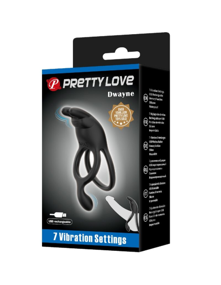 PRETTY LOVE - SETH DOBLE ANILLO VIBRADOR RABBIT 7 VIBRACIONES NEGRO