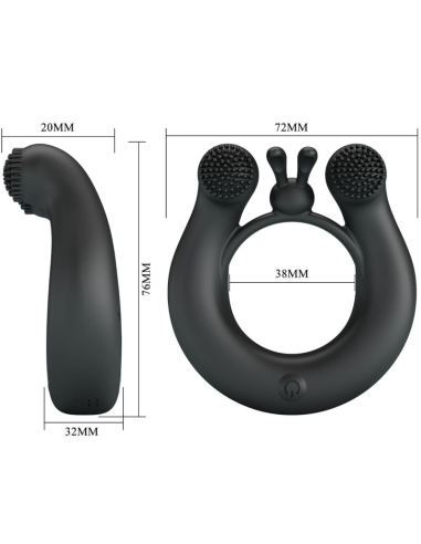 PRETTY LOVE - DAHLIA ANILLO VIBRADOR ESTIMULADOR DE CLÍTOIS 12 VIBRACIONES NEGRO