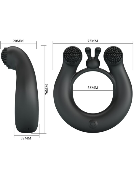 PRETTY LOVE - DAHLIA ANILLO VIBRADOR ESTIMULADOR DE CLÍTOIS 12 VIBRACIONES NEGRO