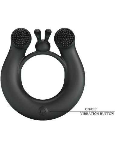 PRETTY LOVE - DAHLIA ANILLO VIBRADOR ESTIMULADOR DE CLÍTOIS 12 VIBRACIONES NEGRO